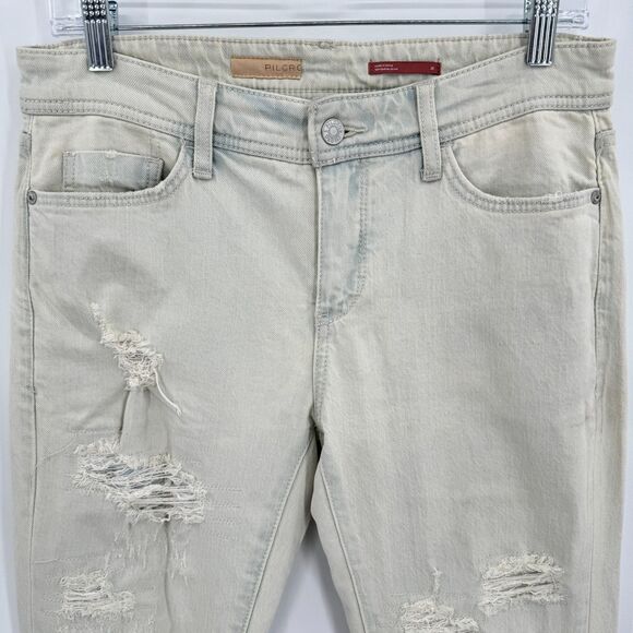 ANTHROPOLOGIE | PILCRO Light Acid Wash Distressed Slim Boyfriend Jeans Size 26 - Picture 6 of 11